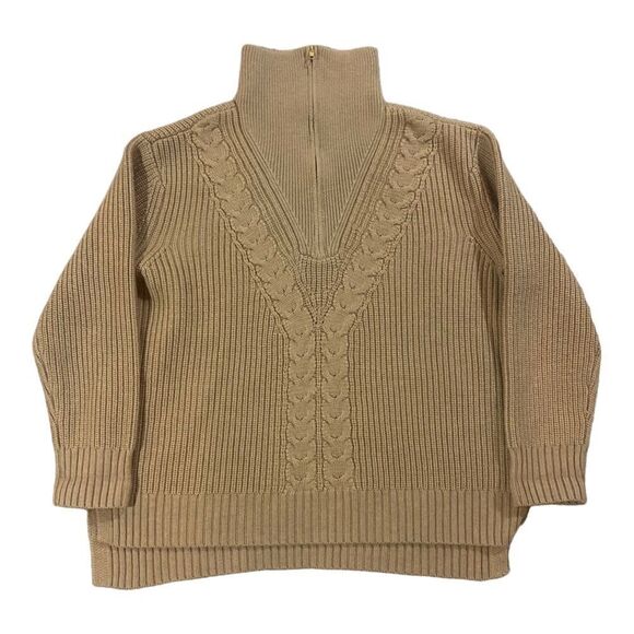 Tuckernuck Camel Quarter Zip Estella Sweater Pullover 100% Wool Sz XL - Picture 1 of 8